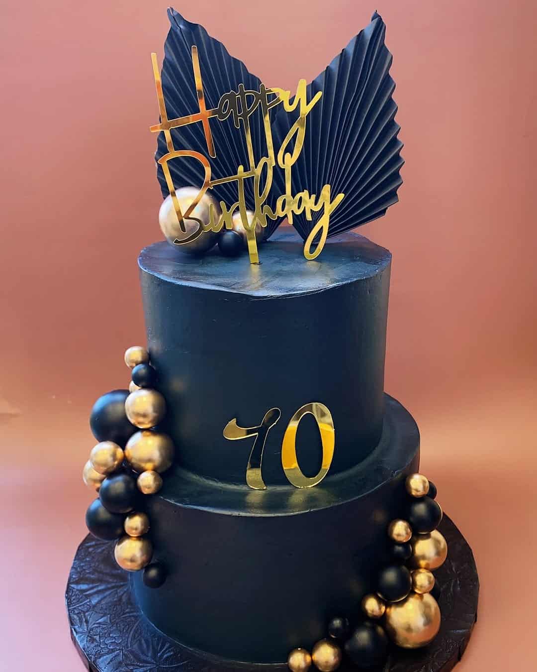 black birthday cake