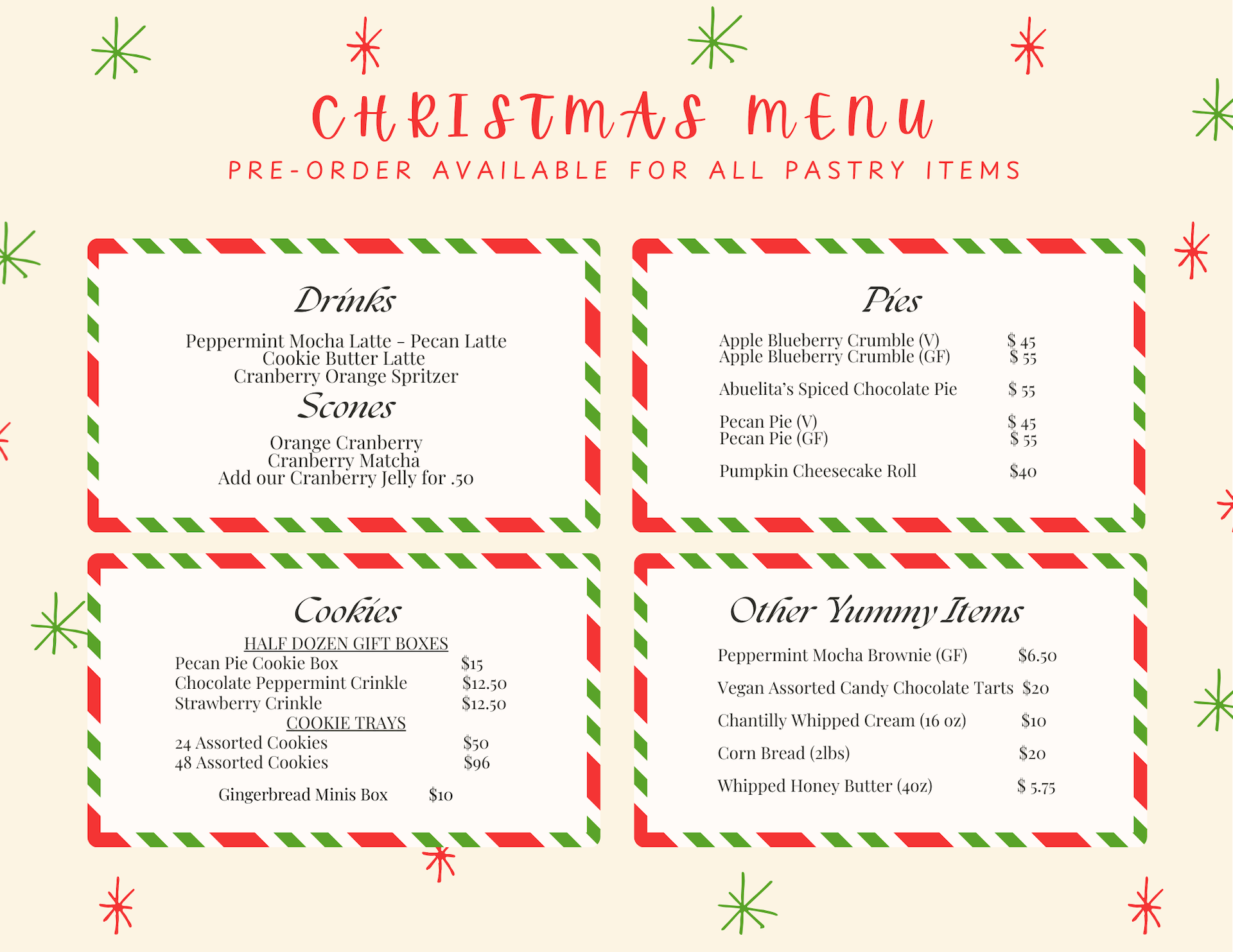 caramia xmas menu