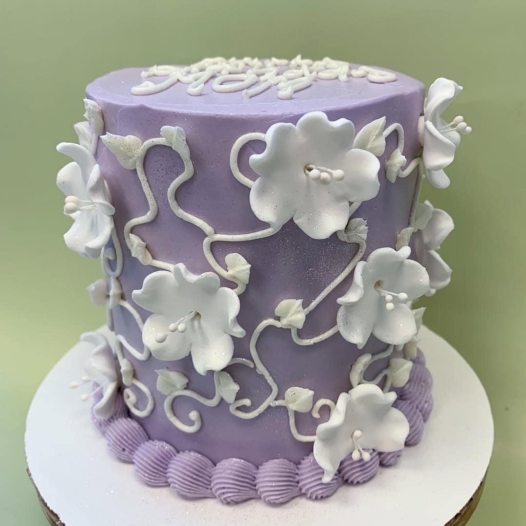 custom gum paste flower cake